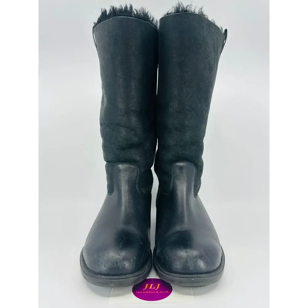 Santana Canada Women's Vermont Black Leather Shearling Lined Boots Size 8.5
